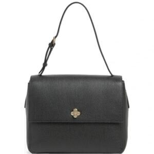 Furla Black Leather Shoulder Bag Gold Hardware Pebbled Medium Purse Work Classic